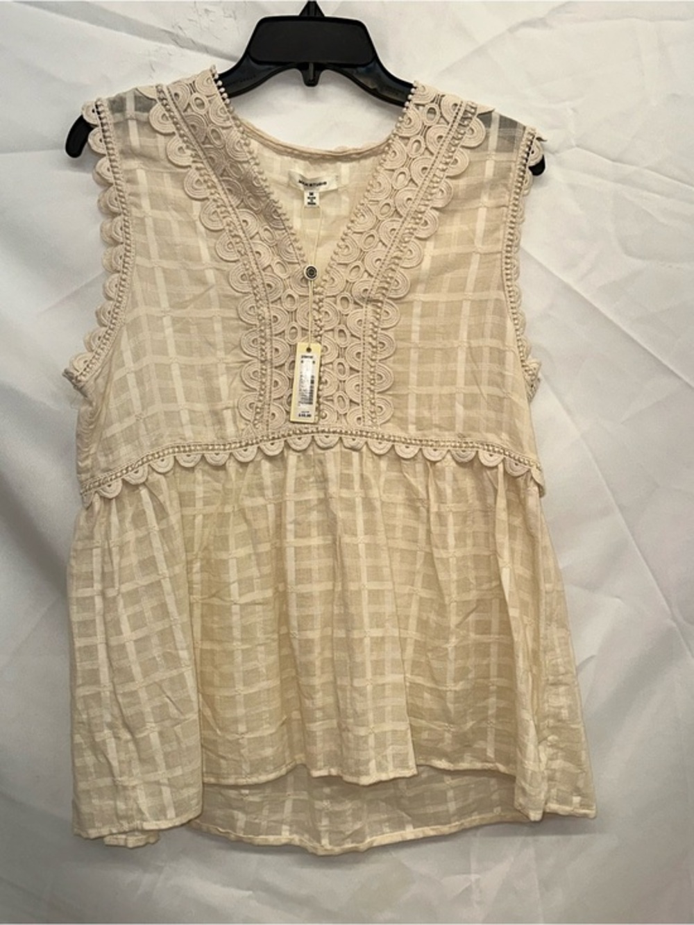 Max Studio Cream Crochet-Trim Sleeveless Camisole